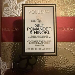 Voluspa Gilt Pomander & Hinoki Candle - Gold and Red